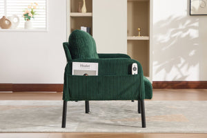 English Elm United We Win Corduroy Loveseat Plush Ergonomic Sofa with Spring Support Metal Legs Emerald W1568P410052