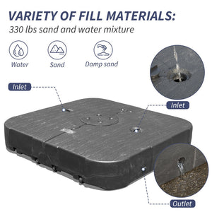 English Elm Patio Umbrella Base With Wheels - Heavy-Duty 300Lb Square Design For Offset Umbrellas, Black Finish W1859P304037-GIGA