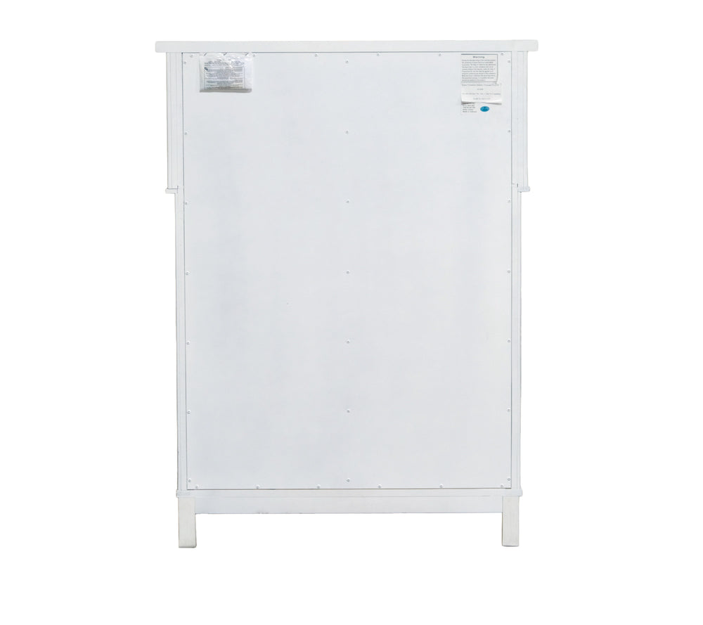 English Elm Wallace & Bay - White Farmhouse 5-Drawer Chest in Weathered White Finish — Spacious, Durable Wood Storage (54"H) B361P384450