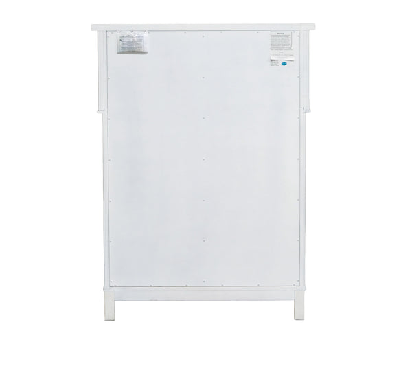 English Elm Wallace & Bay - White Farmhouse 5-Drawer Chest in Weathered White Finish — Spacious, Durable Wood Storage (54"H) B361P384450