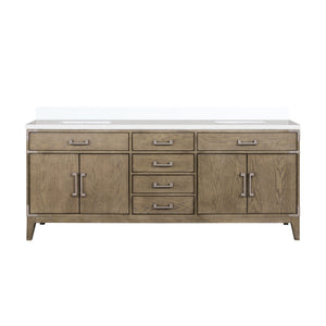English Elm Grey Oak Double Bath Vanity 80" W X 22" D With Durable Cultured Marble Top & Ample Storage Space B2731P259932