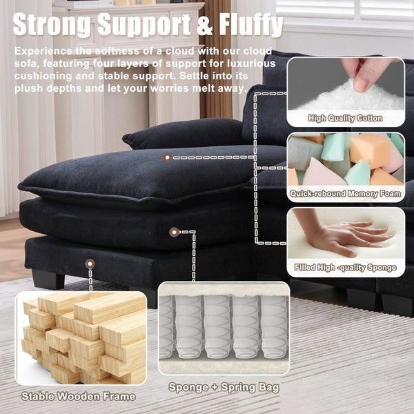 English Elm United We Win U-Shaped Cloud Couch, 110" Chenille Modular Sectional Sofa With Memory Foam & Storage W1568S00217-GIGA