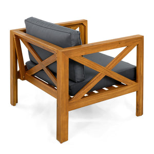 English Elm Christopher Knight Home® - Outdoor Acacia Wood Club Chairs Set Of 2 – Stylish Teak Finish & Water-Resistant Cushions For Comfort N770P264304G