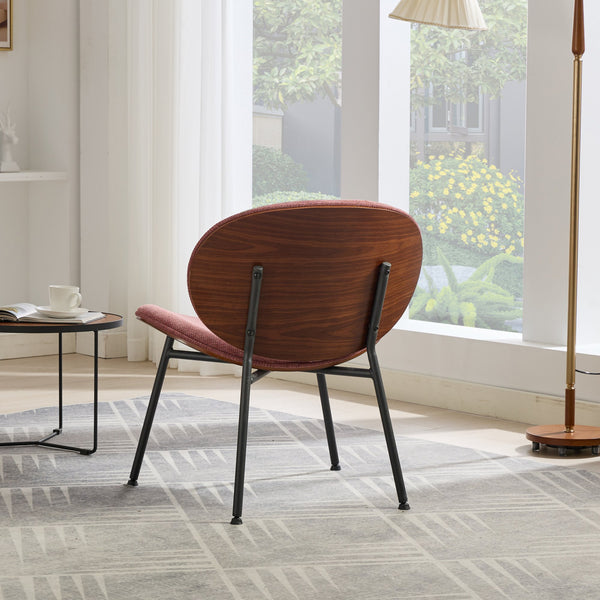 English Elm Mid-Century Shell Chair with Wood Grain Veneer, Curved Wide Seat, Metal-Wood Frame Holds 330+ lbs Bean paste red W1143P214254
