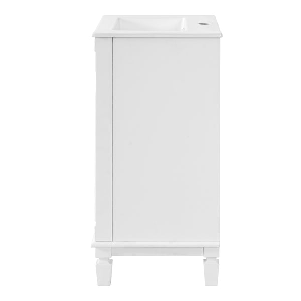 English Elm 18-inch French Country Freestanding Bathroom Vanity Rubberwood Cabinet with Ceramic Sink White N710P371187K