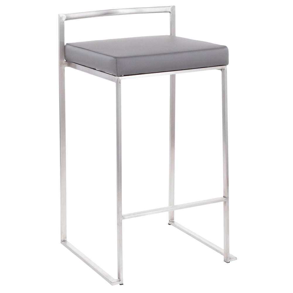 English Elm Contemporary Stackable Steel Counter Stools Padded Fabric Seats for Kitchen Islands Set of 2 B202P222001