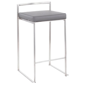 English Elm Contemporary Stackable Steel Counter Stools Padded Fabric Seats for Kitchen Islands Set of 2 B202P222001