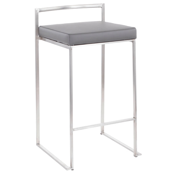 English Elm Contemporary Stackable Steel Counter Stools Padded Fabric Seats for Kitchen Islands Set of 2 B202P222001