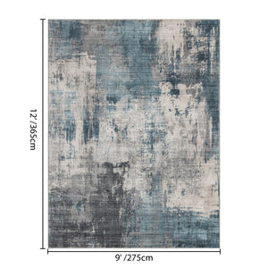 English Elm Crystal Abstract Modern Low Pile Area Rug for Living Room Entryway and High Traffic Spaces Blue B186P479412