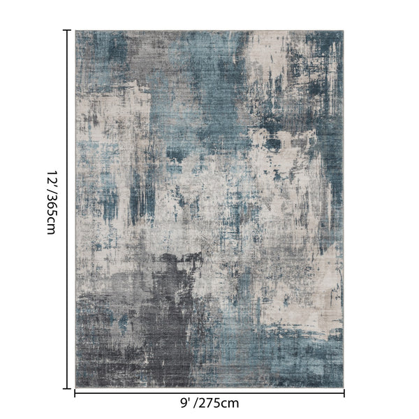 English Elm Crystal Abstract Modern Low Pile Area Rug for Living Room Entryway and High Traffic Spaces Blue B186P479412