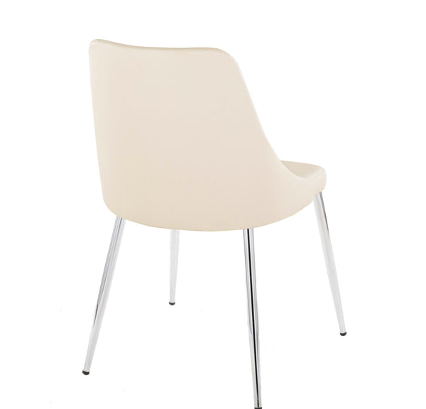 English Elm Giovanni Contemporary Dining Chairs Set Of 2 - Cream Faux Leather & Chrome Metal, Stylish Comfort B202P223574