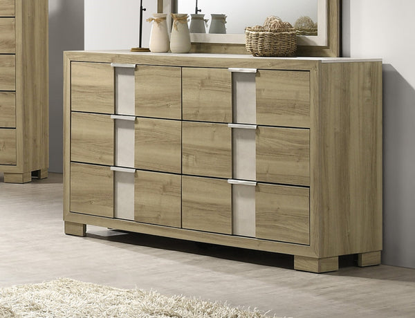 English Elm 1pc Tall Chest Five Drawer Wooden Bedroom Storage Cabinet with Metal Hardware and Sleek Profile Driftwood 59.88 L x 18.94 W x 37.48 H B2741P348928