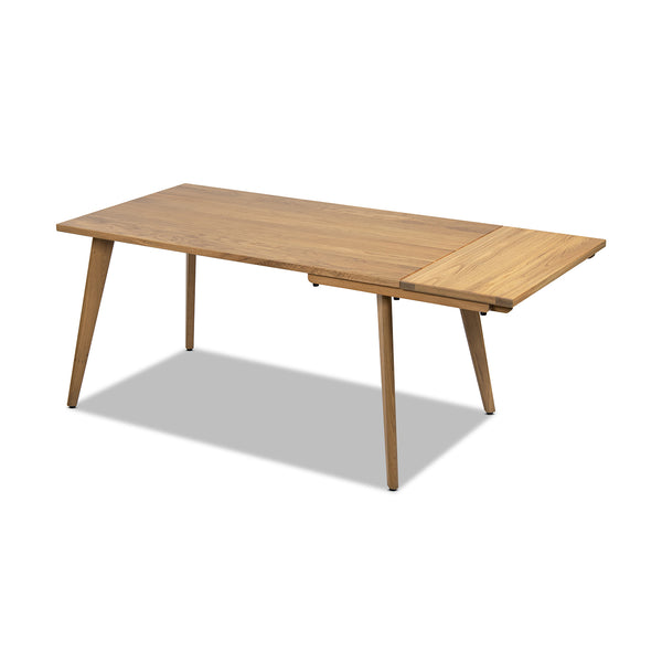English Elm Jennifer Taylor Home - Capri Solid Red Oak 59–90.5" Extendable Dining Table for 6–8 with Mid-Century Tapered Legs and Grain Brown B2719P395577