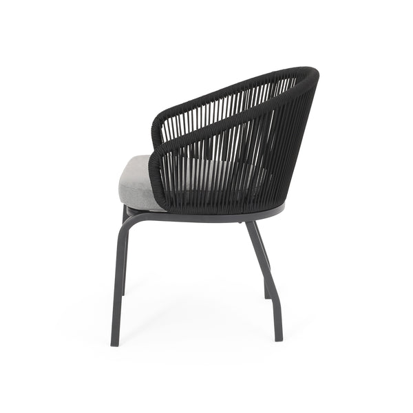 English Elm Christopher Knight Home® - CANDLEWOOD Woven Rope Club Chair Set of 2 - Modern Black Metal Frame, Water-Resistant Cushions, Handcrafted 65762.00BLK