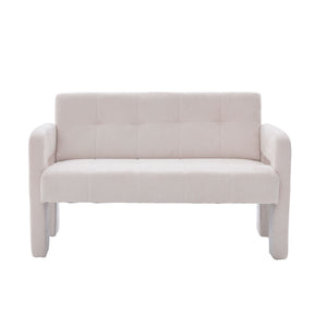 English Elm Nordic Ergonomic Double Armchair Upholstered Chenille Sofa 2-Seater Compact Lounge Chair 550LB Capacity Beige W395P380531