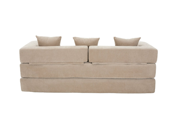 English Elm UNITED Folding Sofa Bed with Removable Cover Zipper, Chenille Memory Foam Sleeper for Small Spaces khaki W1568P293804