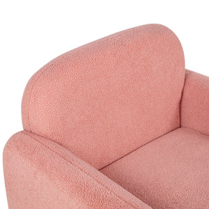 English Elm Stylish Teddy Fleece Single Sofa Chair with Arms and Pillow, Cozy Accent Armchair for Living Room Pink 30 L x 24.75 W x 24 H W1716P196472
