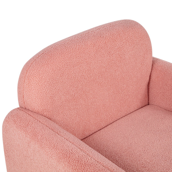 English Elm Stylish Teddy Fleece Single Sofa Chair with Arms and Pillow, Cozy Accent Armchair for Living Room Pink 30 L x 24.75 W x 24 H W1716P196472