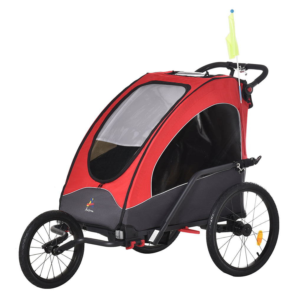 English Elm Aosom 3 in 1 Kids Bike Trailer Jogger Stroller Aluminum Frame Rubber Tires W2225P200440
