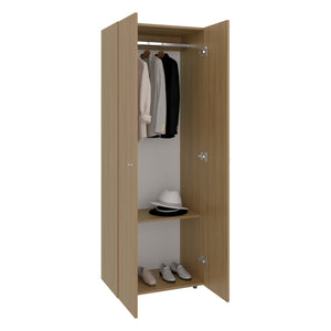 English Elm Home Modern 2-Door Armoire Closet System with Hanging Rod & Shelf, Oak Engineered Wood Storage Organizer B070P368089