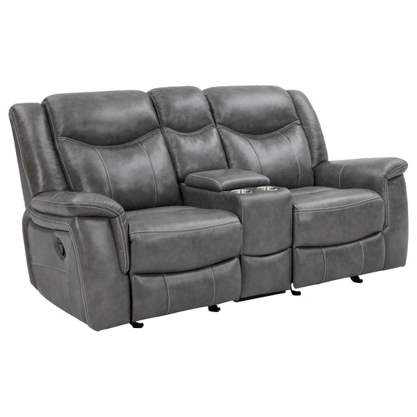 English Elm Carmen Luxe Faux Leather Cool Grey Motion Loveseat with Dual Recline, Storage & Plush Cushioningcomfort B062P357777