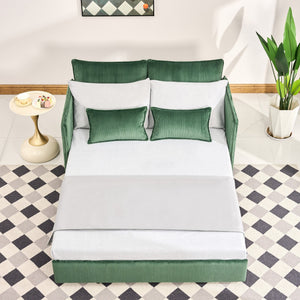 English Elm 55"convertible Corduroy Sofa Bed with Usb Port and Side Pockets for Small Apartments Green W3373P405040