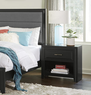 English Elm Modern Cordelia Nightstand Espresso Finish with Drawer & Open Cubby, Black Bar Hardware, 26.5"H B011P222852