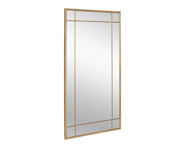 Sunpan PASADENA Floor Mirror - Elegant Brass Frame, Handcrafted, Full-Length Design for Timeless Style & Safety 106552