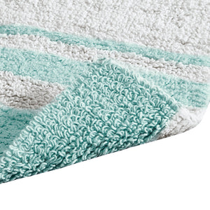 JLA Home Madison Park - Reversible Cotton Bath Rug - Plush, Dual-Sided Cut & Loop Design, Highly Absorbent, Machine Washable Aqua MP72-2492