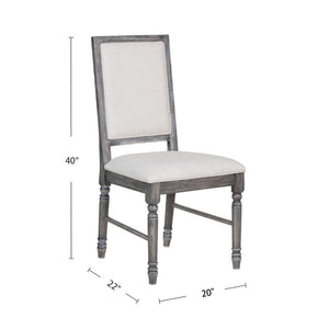 English Elm Set Of 2 Cream Linen Upholstered Dining Chairs With Weathered Gray Frame For Elegant Comfort B016P315042-GIGA