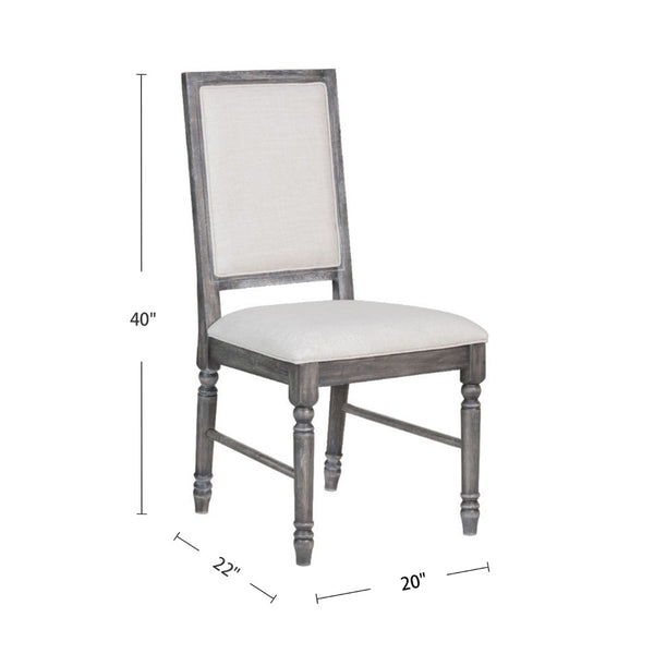 English Elm Set Of 2 Cream Linen Upholstered Dining Chairs With Weathered Gray Frame For Elegant Comfort B016P315042-GIGA