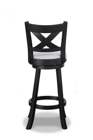English Elm 2Pc Modern Swivel Pub Stools - Comfortable Counter Height Chairs With Dove Fabric & Black Legs B011P262368