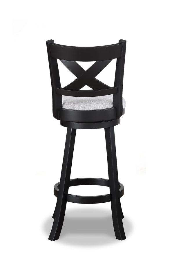 English Elm 2Pc Modern Swivel Pub Stools - Comfortable Counter Height Chairs With Dove Fabric & Black Legs B011P262368