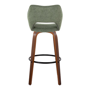 English Elm 30" Swivel Barstools Set of 2 Walnut Bentwood Sage Green Upholstered Kitchen Bar B202S00630