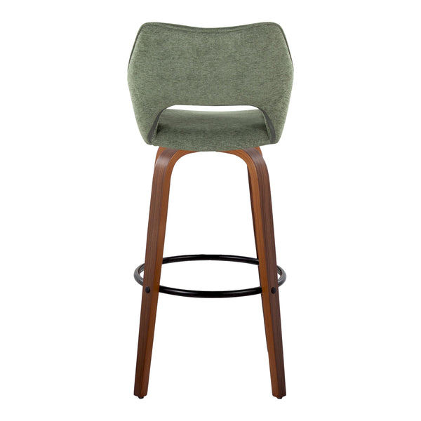 English Elm 30" Swivel Barstools Set of 2 Walnut Bentwood Sage Green Upholstered Kitchen Bar B202S00630