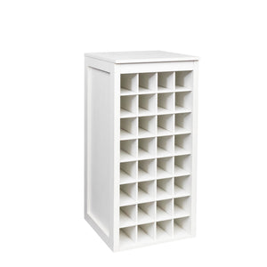 English Elm White Modular 32 Bottle Wine Rack Cabinet Compact Tower for Dining or Home Bar W331P195806