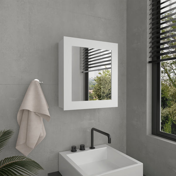 English Elm Luma Mirrored Medicine Cabinet 18.6" W x 5.7" D x 20.5" H Wall Organizer with Two Shelves, Sleek Durable Design White 24.9 L x 20.1 W x 4 H B070P234354