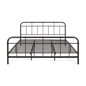 English Elm Queen Iron Platform Bed Pipe Style Frame No Box Spring Needed Industrial Loft Bedroom 64072.00FBLK-K