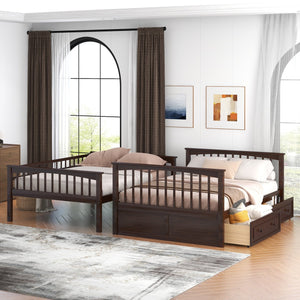 English Elm Full Over Bunk Bed Convertible Pine Frame with Storage Drawers for Kids Rooms Espresso GX000241AAP