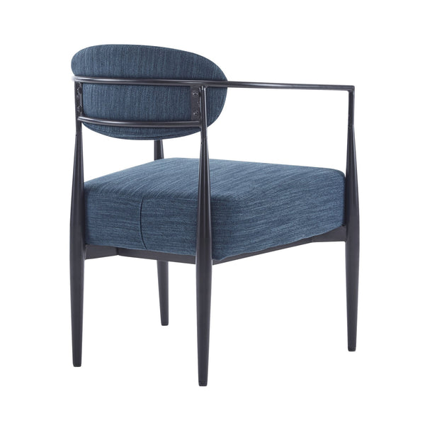 English Elm Christopher Knight Home® - Mid-Century Upholstered Accent Armchair with Pocket Spring Seat, Tapered Iron Legs, Stylish Comfort Black,Navy Blue 26.38 L x 25.2 W x 12.6 H N776P224504N