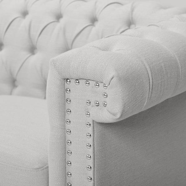 English Elm Christopher Knight Home® - SOFA Chesterfield-inspired 3-seater with deep button tufting, nailhead trim, low back and plush PU upholstery Grey 68326.00FPEBGRY