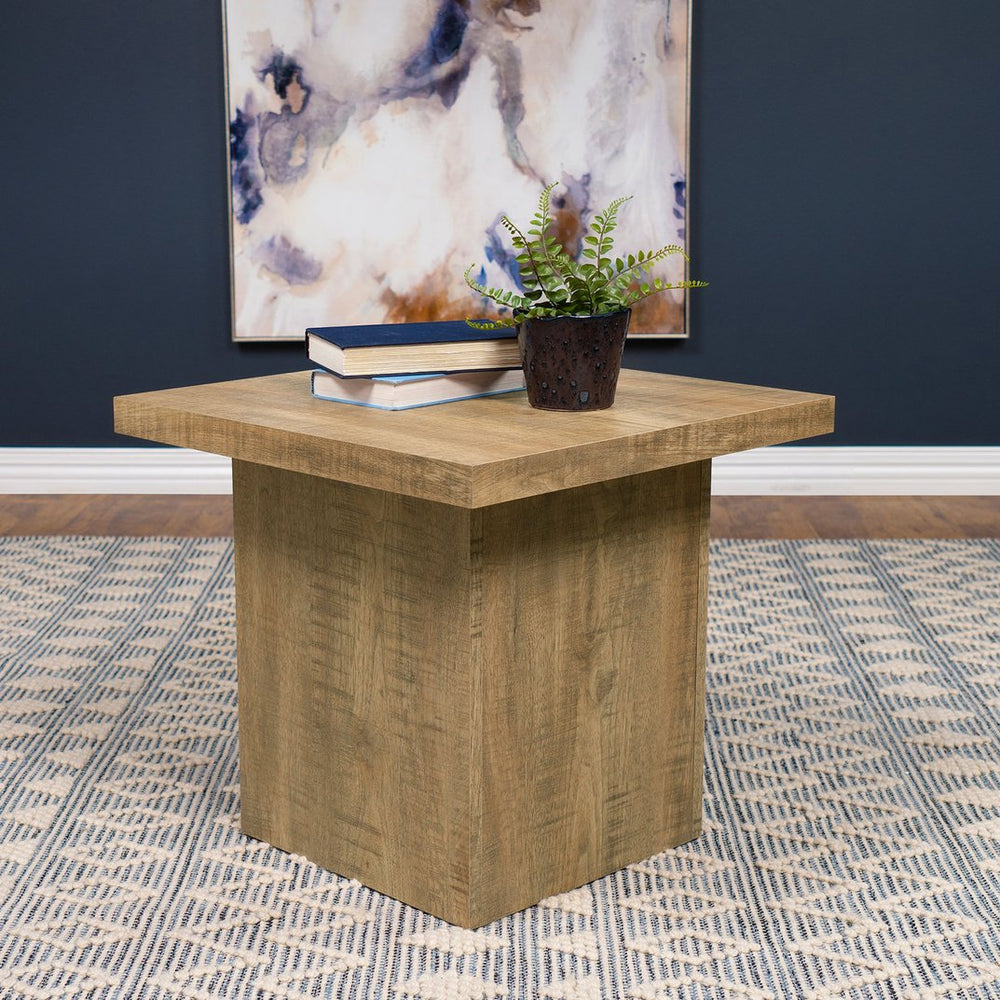 English Elm Exeter Mango Square End Table with Black Veneer Finish, Tall Minimalist Engineered Wood Accent Table B062P375988