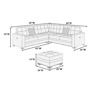 English Elm Casual Tufted Sectional Sofa Set with USB One-Arm Loveseat, Nailhead Trim, Pillows & Ottoman - Sleek Comfort and Versatile Configuration Beige,Neutral 59 L x 40 W x 27 H B011S01784