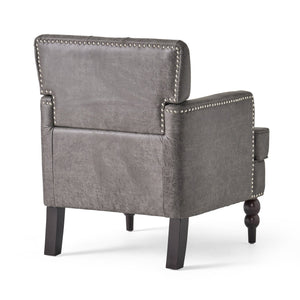 English Elm Christopher Knight Home® - HARRISON Tufted Club Chair with Diamond-Stitched Back, Nailhead Trim and Turned Birch Legs for Comfort and Style Slate 53444.00MFSLA
