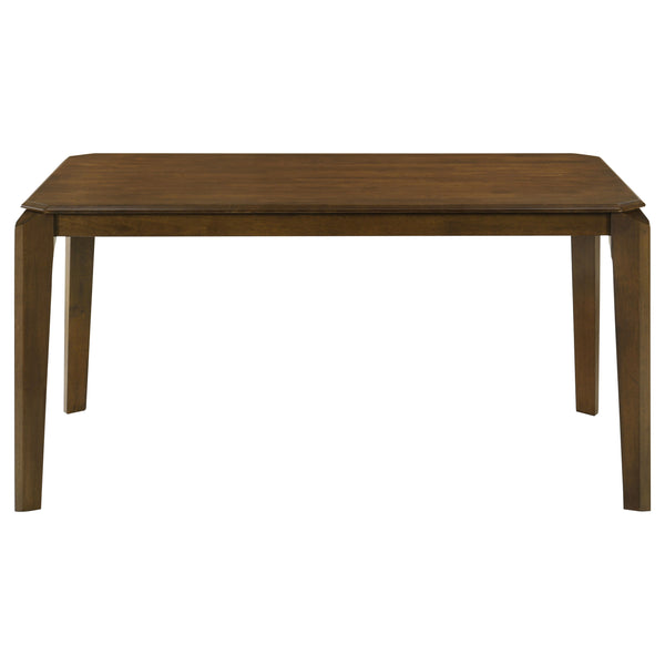 English Elm Warren Rubberwood Rectangular Dining Set Seats Four with Upholstered Chairs Modern B062S01394