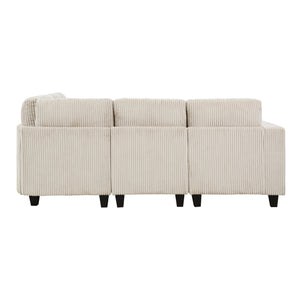English Elm 4-Piece Modular Sectional with Storage Drawers, Side Pockets and USB Charging in Corduroy Upholstery Beige 28.5 L x 29 W x 20.5 H B011S01074