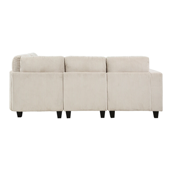 English Elm 4-Piece Modular Sectional with Storage Drawers, Side Pockets and USB Charging in Corduroy Upholstery Beige 28.5 L x 29 W x 20.5 H B011S01074