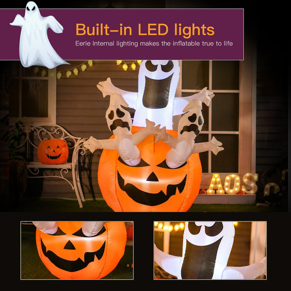 English Elm Halloween Inflatable Yard Display with Led Lit Pumpkin Ghosts Six Foot Outdoor T3971P384761
