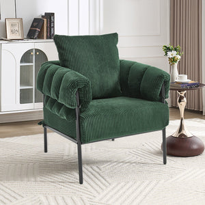 English Elm TS Modern decorative chair with plush teddy fleece upholstery and gold metal legs for luxe comfort and style Dark Green W2311P308067