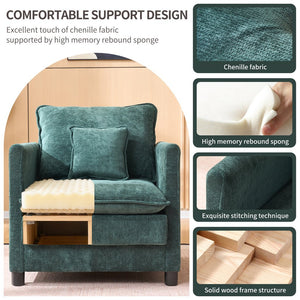 English Elm Comfy Modern Accent Chair Thick Cushioned Seat with Pillow Set for Reading Nooks W1893P396306